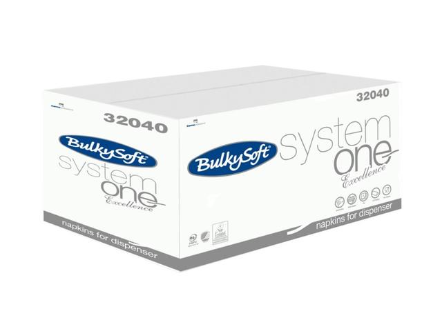 Bulkysoft Dispenserservet Wit 2-laags 1/4 vouw 21,5x16cm (4000 stuks)