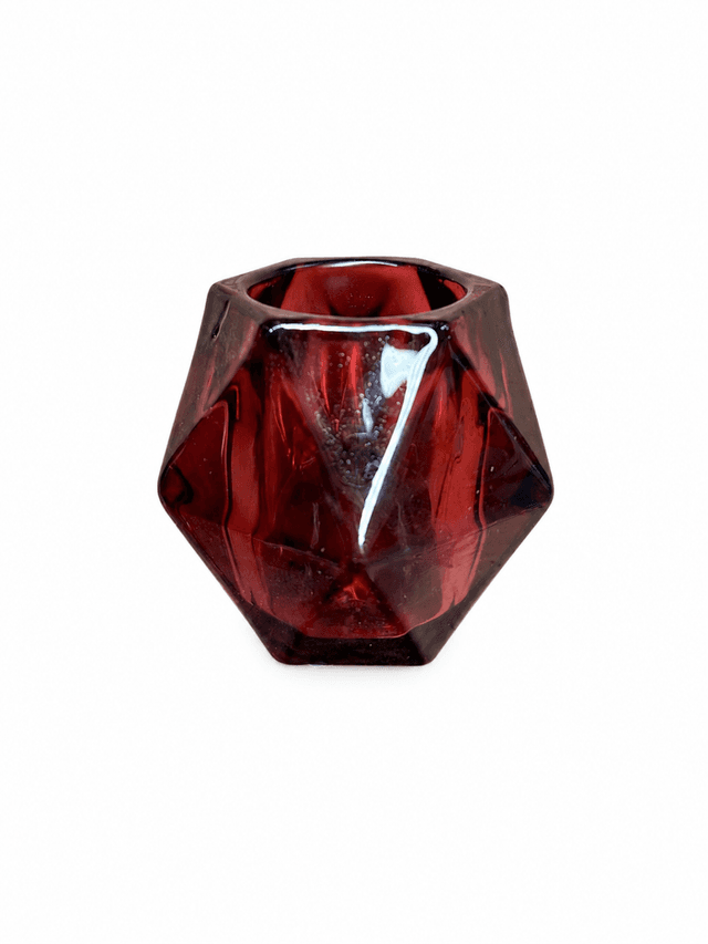 T-lichth geometrisch rood 12X12X9 cm glas