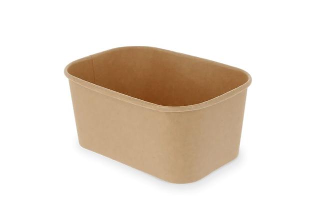 Maaltijdbak karton rechthoekig 1000ml Kraft (Pak 50 stuks)