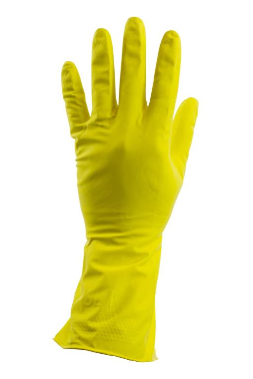 Huishoudhandschoen geel small, 10 paar