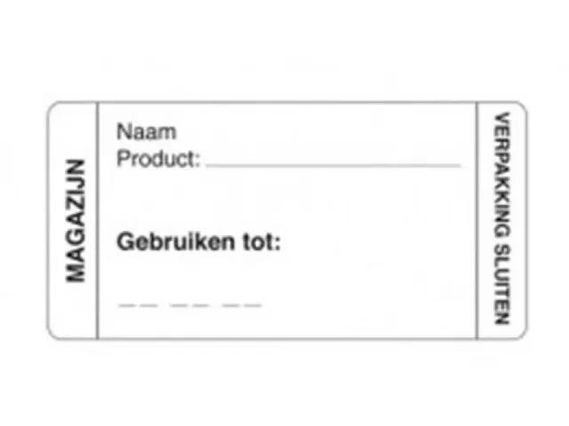 Dagstickers magazijn 35x75mm wit  ( Rol 500 stuks )
