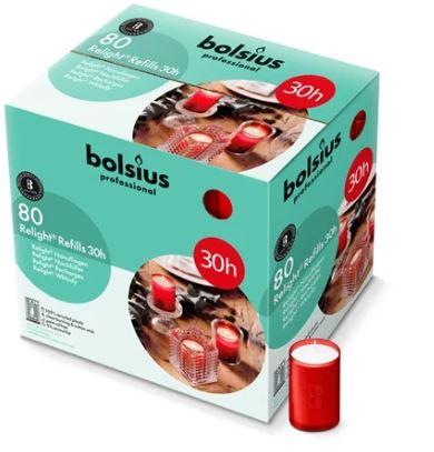 Bolsius Relight Refill Kaarsen PLUS 30 uur Rood (Doos à 80 stuks)