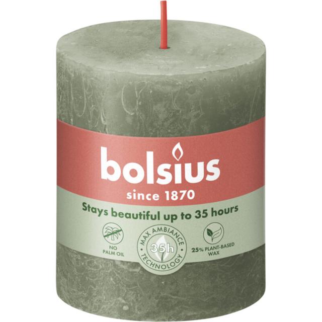 Bolsius Stompkaars Rustiek 80/68 Fresh Olive (Doos 4 stuks)