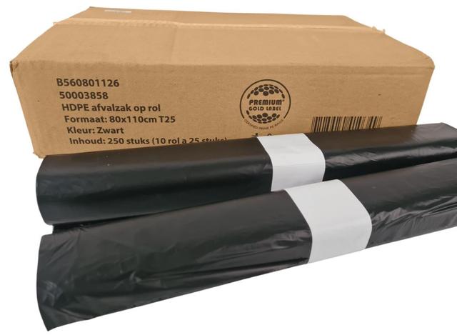 Afvalzak 80x110cm - 130Liter T25 Zwart 25st.
