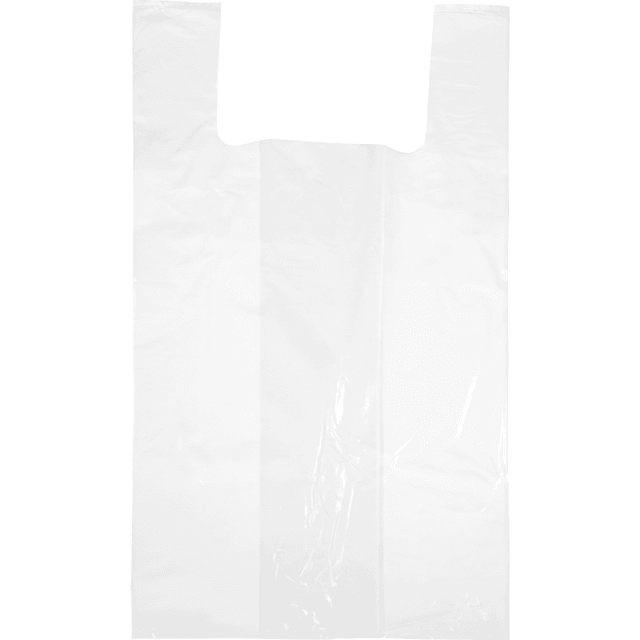 Plastic shopper tas wit 30+(2x10)x60cm  32my (Doos 1000 stuks)