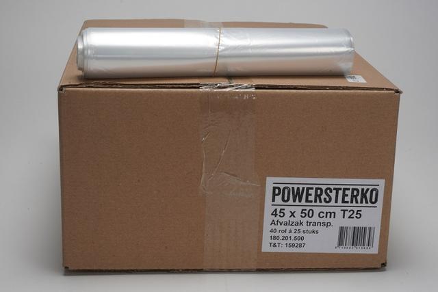 Pedaalemmerzakken 45x50cm T25 Transparant (Rol 25 stuks)