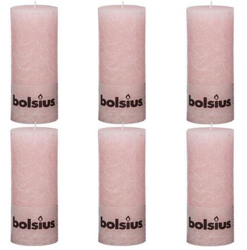 Stompkaarsen rustiek 190/68 Roze (Doos 6 stuks)