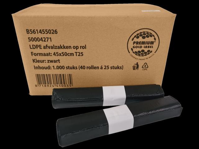 Pedaalemmerzak 45x50 t25/30 zwart lpde (Rol  25 stuks)