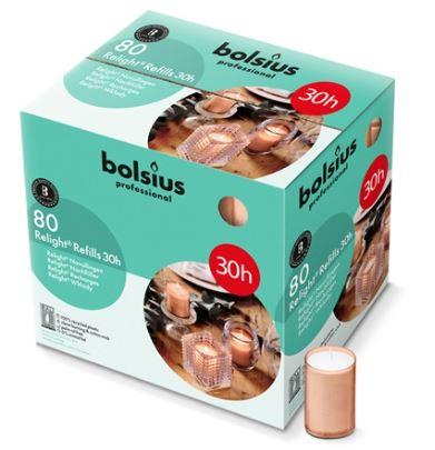 Bolsius Relight Refill Kaarsen PLUS 30 uur Zacht Roze (Doos à 80 stuks)