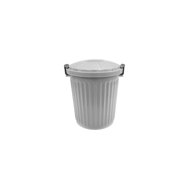 Afvalbak, rond ribbel, losse deksel, grijs, (h)41x35cm, 23 liter