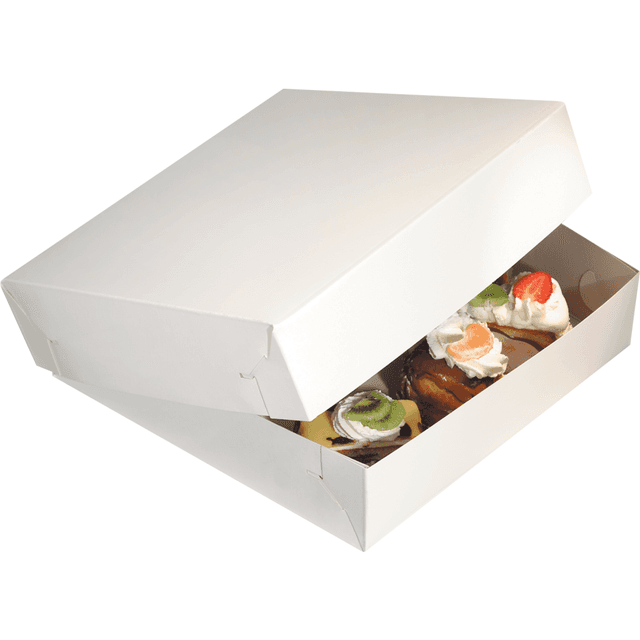 Taartdozen zwanenhals 25x25x4,5cm (Pak 100 stuks)