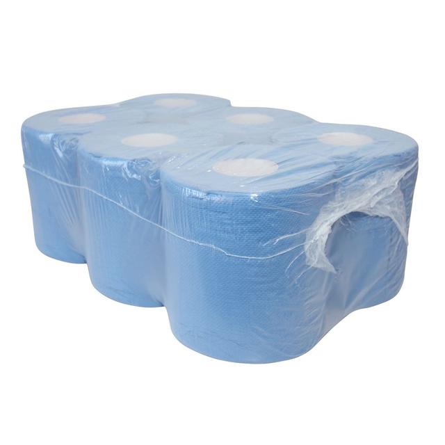 Poetsrol recycled Blauw 2-laags 150 meter (Pak 6 rol)