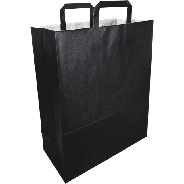 Papieren draagtas Zwart met plat handvat 32 x 16 x 43cm (250 stuk)