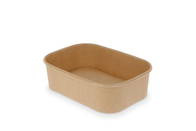 Maaltijdbak karton rechthoekig 650ml Kraft (Pak 50 stuks)