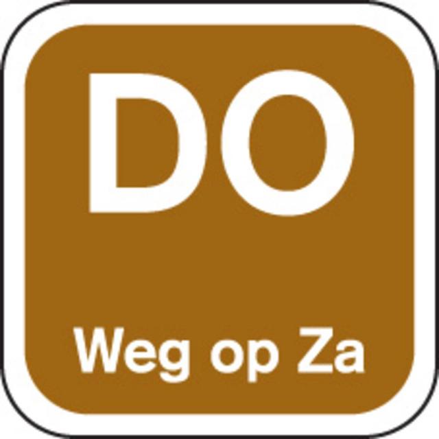Dagsticker DO weg op ZA bruin 19x19 (Rol 1000 stuks)