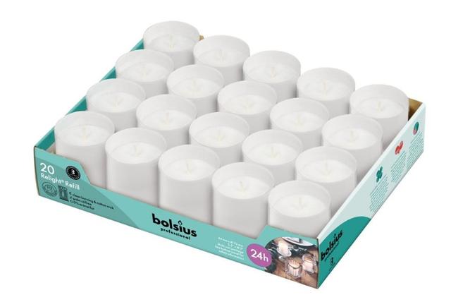 Bolsius Relight Refill Kaarsen 24uur Wit (tray 20 stuks)