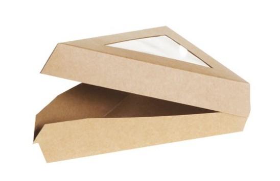Kraft/PLA taartpunt doosje + venster  167x129x45mm        