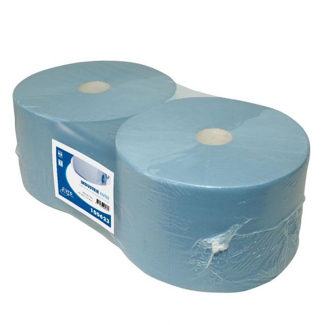 Industrierollen Blauw 24cm 380meter 3 laags (Pak 2 rollen)