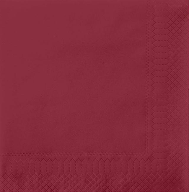 Servetten bordeaux rood 40x40cm 2lg 1/4vouw (Doos 2000 stuks)