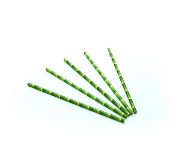 Drinkrietje Papier (FSC) bamboe look ø6mm/ 20cm (Pak 200 stuks)