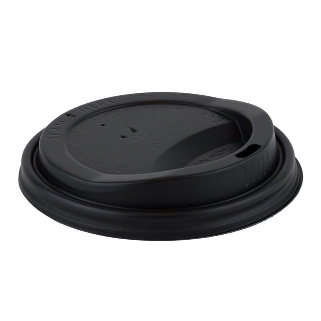Deksel CPLA zwart 90mm Ø voor 300 ml, 12oz beker, 10 x 100 stuks