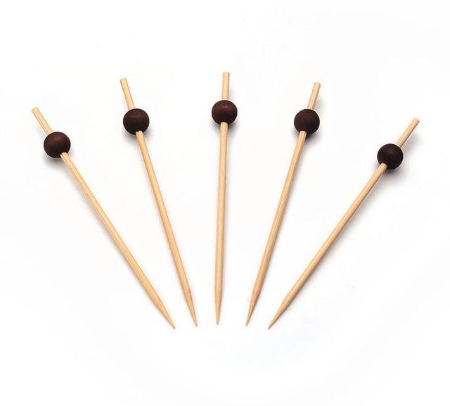 Prikker bamboe met zwarte bol 120mm (Pak 250 stuks)