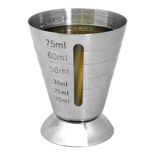 Barmaatje jigger RVS met maatstreep, 15 tot 75 cl