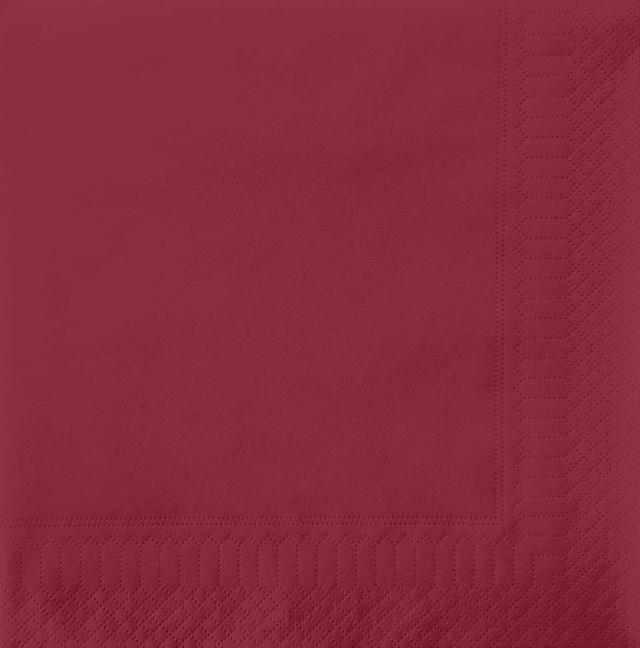 Servetten Bordeaux rood 40x40 3lg 1/4 vouw (Doos 1500 stuks)