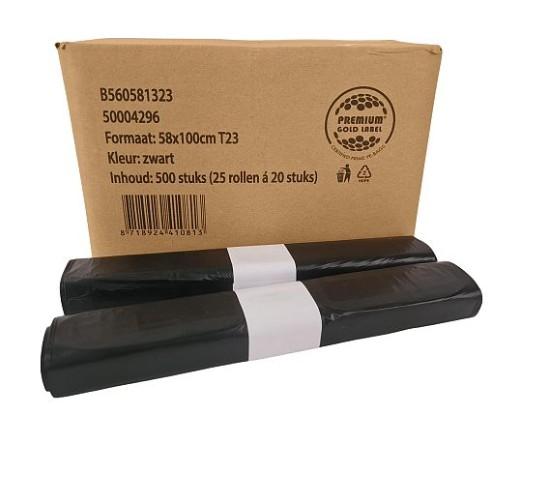 Afvalzak 58x100cm T23 Zwart