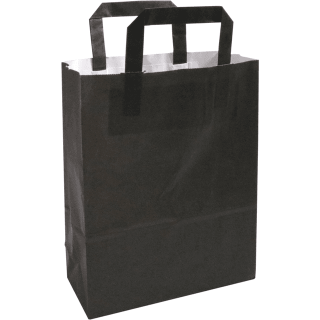 Papieren draagtas zwart 22 x 10 x 28mm (Doos 250 stuks)