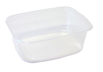 Bakje rechthoekig ''ribbels'' 200cc PP Proppy Transparant ( 1000 stuks )