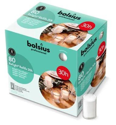 Bolsius Relight Refill Kaarsen PLUS 30 uur Transparant (Doos 80 stuks)