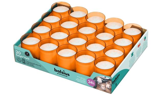 Bolsius Relight Refill Kaarsen 24uur Oranje (tray 20 stuks)