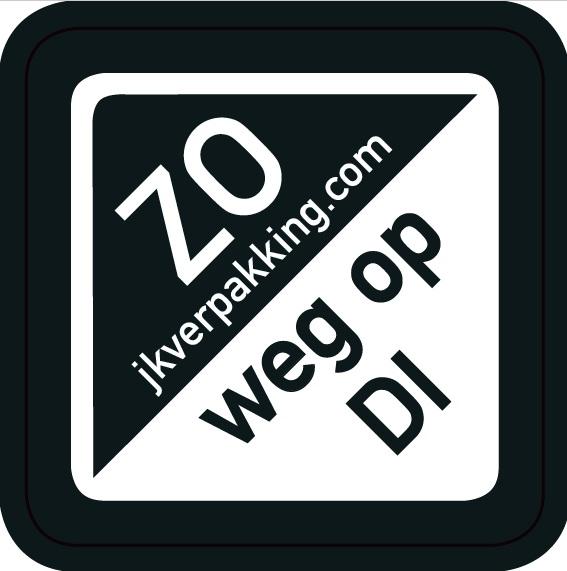 Dagstickers Zondag weg op DI 19x19mm Zwart ( Rol 1000 stuks )