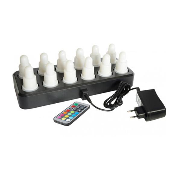 Duni LED sfeerverlichting multicolor oplaadbaar 12 stuks incl. afstandsbediening.