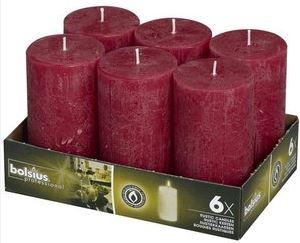 Stompkaarsen rustiek 130/68 Velvet Red (Doos 4 stuks)