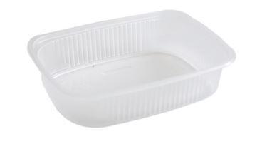 Bakje rechthoekig ''ribbels'' 125cc PP Proppy Transparant ( 1000 stuks )