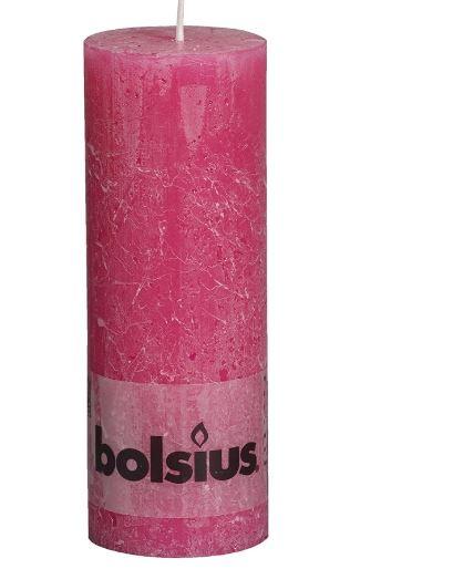 Stompkaarsen rustiek 190/68 Fuchia (Doos 6 stuks)