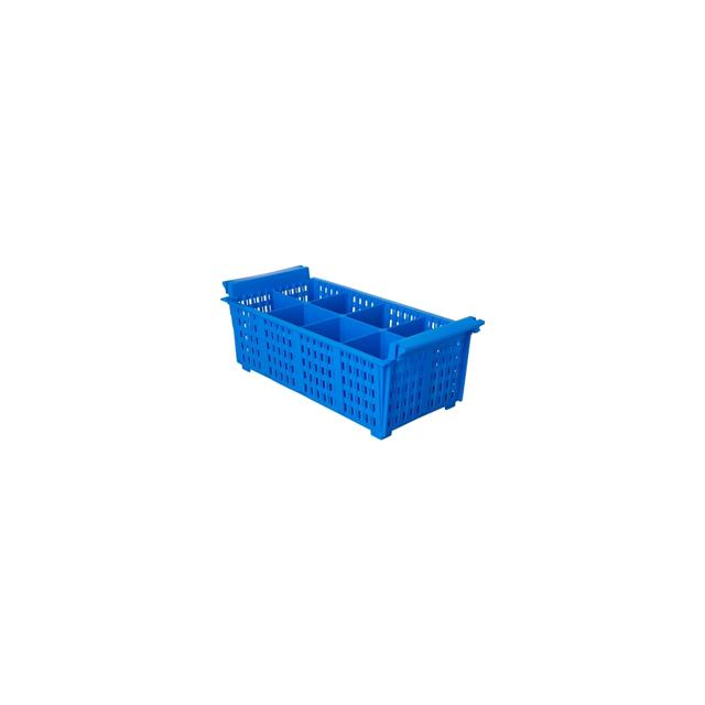 Bestekdraagkorf, blauw, 8 compartimenten, (h)15,5x43,21 cm