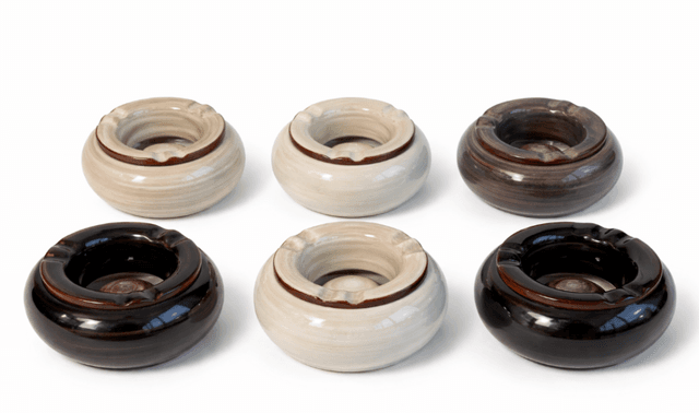 Asbak industrieel dolomite 13,5x07cm 6 stuks assort Black 