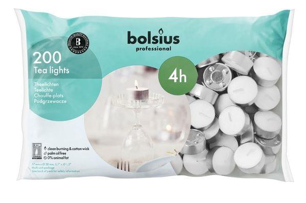 Bolsius Professional Theelichten 4 branduren (Zak 200 Stuks)