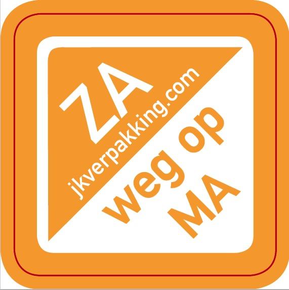 Dagstickers Zaterdag weg op MA 19x19mm Oranje ( Rol 1000 stuks )