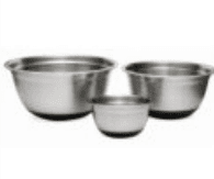 Beslagkommenset 3  stuks, Anti Slip voet. Matte afwerking. 0,7 liter - 2,4 ter - 4,8 liter Ø 21,5 cm