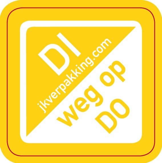 Dagstickers Dinsdag weg op DO 19x19mm Geel ( Rol 1000 stuks )