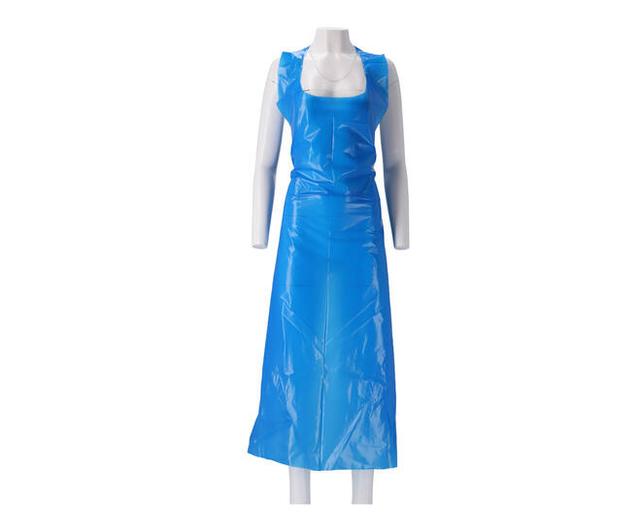 Schort pe 125x80cm 50my geruwd Blauw op blok (Doos 500 stuks)