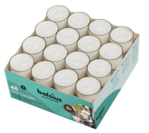 Bolsius Professional witte 8 uur clear cups