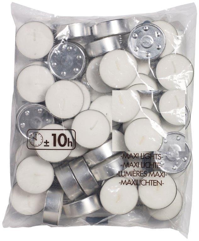 Maxi theelichten, ± 10 uurs (180 stuks)