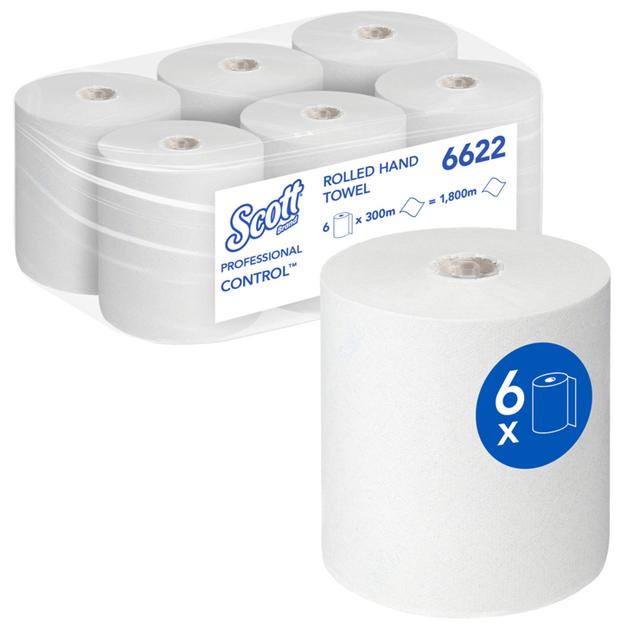 Handdoekrol Scott Control 1-laags 300mtr (Pak 6 rol)