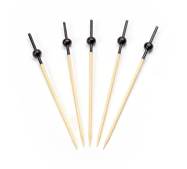 Prikker bamboe met kleine zwarte bol 100mm (Pak 250 stuks)
