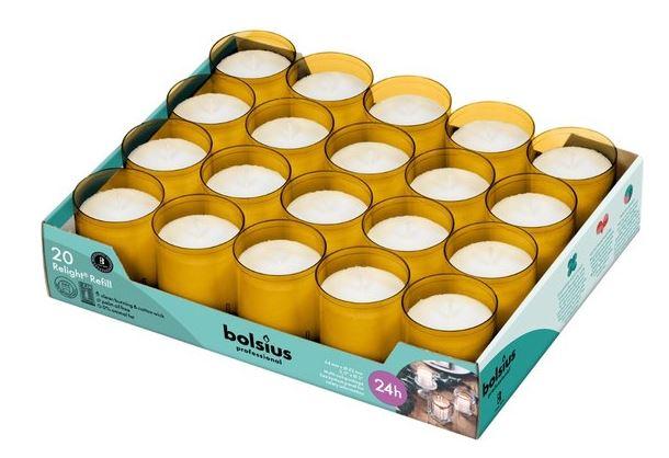 Bolsius Relight Refill Kaarsen 24uur Amber (tray 20 stuks)